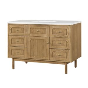 James Martin 545-V48-LNO-3WZ Laurent 48 Inch Single Vanity in Light Natural Oak with 3cm White Zeus Top