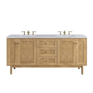 James Martin 545-V72-LNO-3CAR Laurent 72 Inch Light Natural Oak Double Sink Vanity with 3 cm Carrara Marble Top