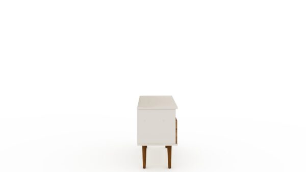 Manhattan Comfort Tribeca 35.43 Mid-Century Modern TV Stand with Solid Wood Legs in Off White and Nature