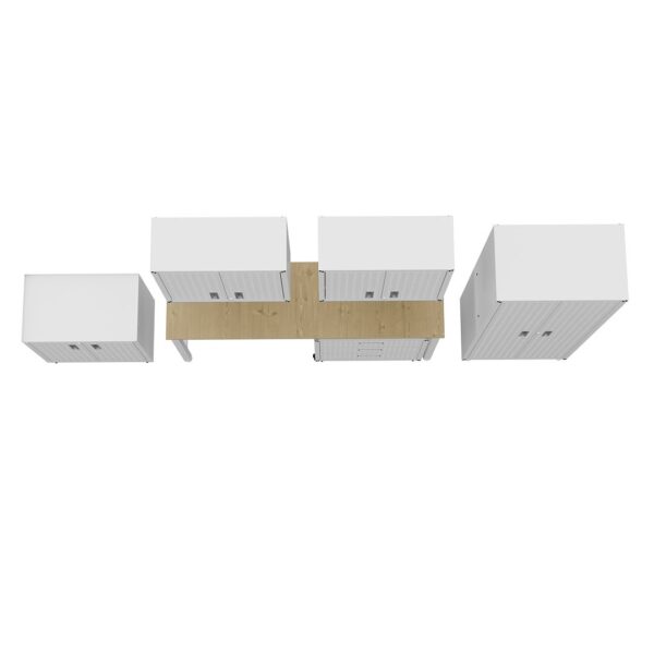 Manhattan Comfort 6-Piece Fortress Textured Garage Set with Cabinets, Wall Units and Table in White