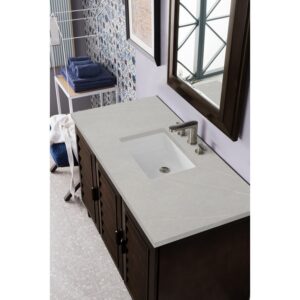 James Martin 620-V48-BNM-3ESR Portland 48 Inch Single Vanity in Burnished Mahogany with 3 CM Eternal Serena Quartz Top