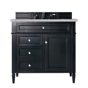 James Martin 650-V36-BKO-3ESR Brittany 36 Inch Black Onyx Single Vanity with 3 CM Eternal Serena Quartz Top