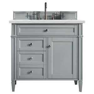 James Martin 650-V36-UGR-3ENC Brittany 36 Inch Single Vanity Cabinet with Ethereal Noctis Quartz Top - Urban Gray