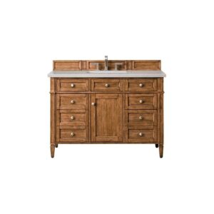 James Martin 650-V48-SBR-3ESR Brittany 48 Inch Saddle Brown Single Vanity with 3 CM Eternal Serena Quartz Top