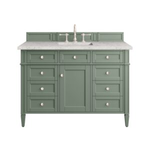 James Martin 650-V48-SC-3EJP Brittany 48 Inch Smokey Celadon Single Sink Vanity with 3 cm Eternal Jasmine Pearl Top