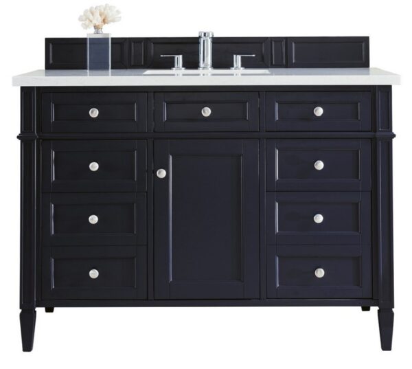 James Martin 650-V48-VBL-3AF Brittany 48 Inch Victory Blue Single Vanity with 3 cm Arctic Fall Solid Surface Top
