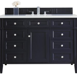 James Martin 650-V48-VBL-3EJP Brittany 48 Inch Victory Blue Single Vanity with 3 cm Eternal Jasmine Pearl Quartz Top with Sink