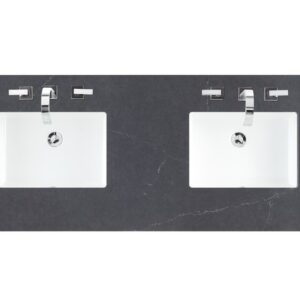 James Martin 650-V60D-BW-3CSP Brittany 60 Inch Bright White Double Vanity with 3 cm Charcoal Soapstone Quartz Top with Sink