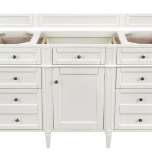 James Martin 650-V60S-BW-3EJP Brittany 60 Inch Bright White Single Vanity with 3 cm Eternal Jasmine Pearl Quartz Top with Sink