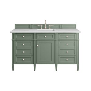 James Martin 650-V60S-SC-3AF Brittany 60 Inch Smokey Celadon Single Sink Vanity with 3 cm Arctic Fall Top