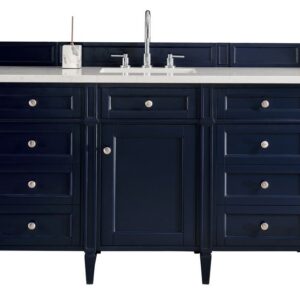 James Martin 650-V60S-VBL-3AF Brittany 60 Inch Victory Blue Single Vanity with 3 cm Arctic Fall Solid Surface Top