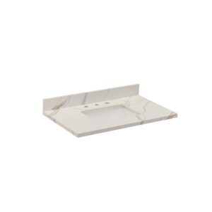 Altair 69037-CTP-CW Eivissa 37 Inch Stone effects Vanity Top in Calacatta White with White Sink