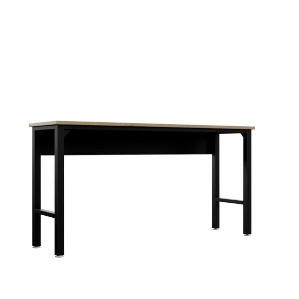Manhattan Comfort Fortress 72.4" Natural Wood and Steel Garage Table in Charcoal Grey