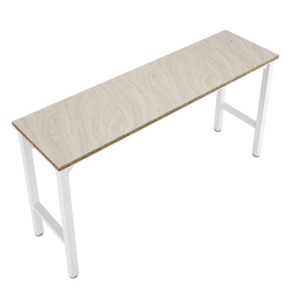 Manhattan Comfort Fortress 72.4" Natural Wood and Steel Garage Table in White