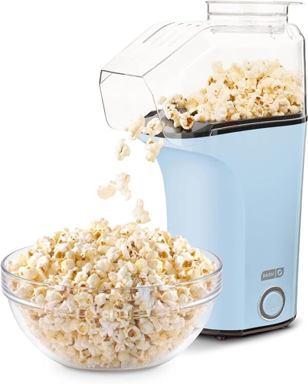 RetailHuntUSA Hot Air Popcorn Popper Maker with Measuring Cup to Portion Popping Corn Kernels + Melt Butter, 16 Cups - Dream Blue
