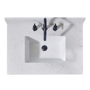 Altair 75031-CTP-AW Oderzo 31 Inch Stone Effects Vanity Top with White Sink - Aosta White