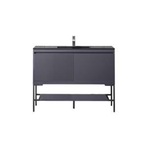 James Martin 801V47.3MGGMBKCHB Milan 47.3 Inch Single Vanity Cabinet in Modern Grey Glossy and Matte Black with Charcoal Black Composite Top