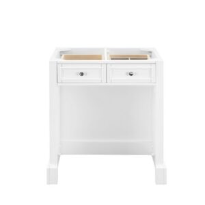 James Martin 825-CU30-BW-3CAR De Soto 32 Inch Countertop Unit/Make-up Counter in Bright White with 3 cm Carrara Marble Top