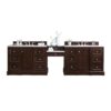 James Martin 825-V118-DU-WZ De Soto 120 1/2 Inch Double Vanity with Set 3 CM White Zeus Quartz Top and Makeup Table