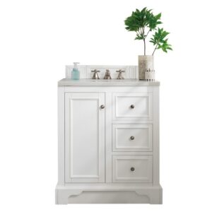 James Martin 825-V30-BW-3EJP De Soto 31 Inch Single Vanity in Bright White with 3 cm Eternal Jasmine Pearl Quartz Top with Sink