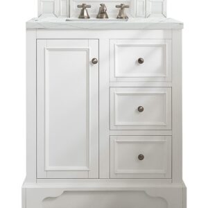 James Martin 825-V30-BW-3ENC De Soto 31 1/4 Inch Single Vanity Cabinet with Ethereal Noctis Quartz Top - Bright White