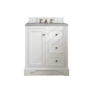 James Martin 825-V30-BW-3ESR De Soto 30 Inch Single Vanity in Bright White with 3 CM Eternal Serena Quartz Top