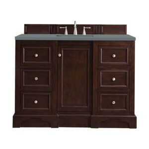 James Martin 825-V48-BNM-3CBL De Soto 49 1/4 Inch Single Vanity Cabinet with Cala Blue Quartz Top - Burnished Mahogany