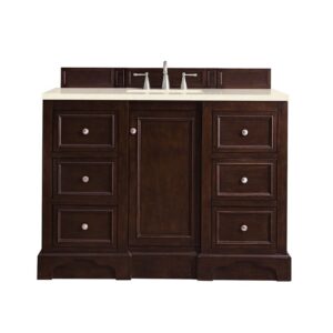 James Martin 825-V48-BNM-3EMR De Soto 48 Inch Single Vanity in Burnished Mahogany with 3 CM Eternal Marfil Quartz Top