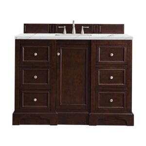 James Martin 825-V48-BNM-3ENC De Soto 49 1/4 Inch Single Vanity Cabinet with Ethereal Noctis Quartz Top - Burnished Mahogany