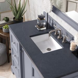 James Martin 825-V48-SL-3CSP De Soto 49 Inch Single Vanity in Silver Gray with 3 cm Charcoal Soapstone Quartz Top with Sink