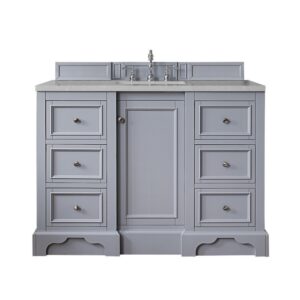 James Martin 825-V48-SL-3ESR De Soto 48 Inch Single Vanity in Silver Gray with 3 CM Eternal Serena Quartz Top