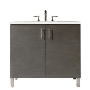 James Martin 850-V36-SOK-3ESR Metropolitan 36 Inch Single Vanity in Silver Oak with 3 CM Eternal Serena Quartz Top