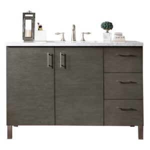 James Martin 850-V48-SOK-3AF Metropolitan 48 Inch Silver Oak Single Vanity with 3 cm Arctic Fall Solid Surface Top