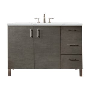 James Martin 850-V48-SOK-3ENC Metropolitan 48 Inch Single Vanity Cabinet with Ethereal Noctis Quartz Top - Silver Oak