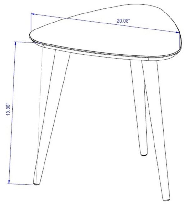 Manhattan Comfort Utopia 19.88" High Triangle End Table With Splayed Wooden Legs in White Gloss