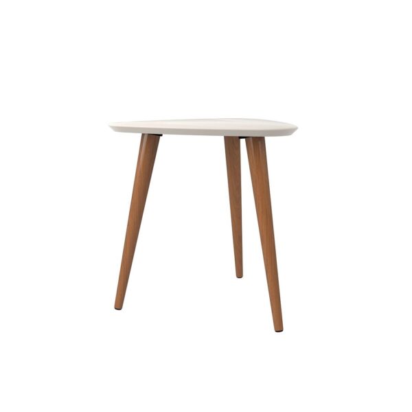 Manhattan Comfort Utopia 19.88" High Triangle End Table With Splayed Wooden Legs in Off White