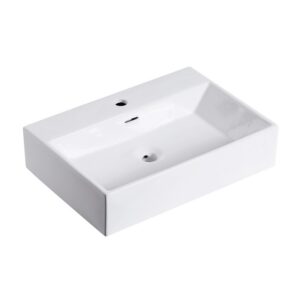 Altair 9011-BAS-WH Fremont 23 5/8 Inch Rectangle Ceramic Vessel Bathroom Sink with Overflow - White