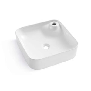 Altair 9013-BAS-WH Leonis 17 Inch Square Ceramic Vessel Bathroom Sink - White