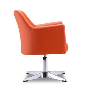 Manhattan Comfort Pelo Orange and Polished Chrome Faux Leather Adjustable Height Swivel Accent Chair