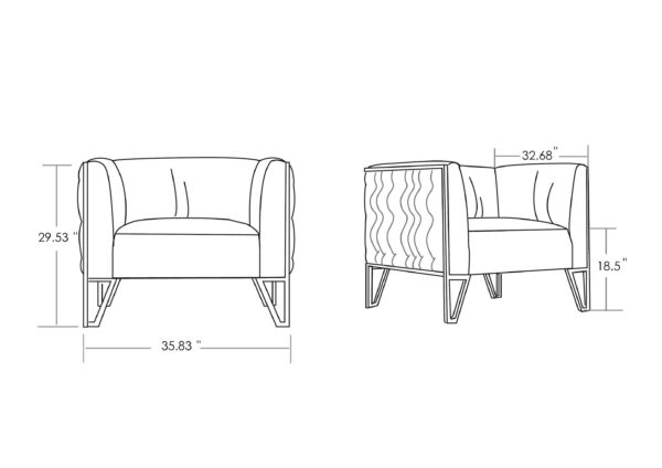 Manhattan Comfort Vector Grey and Gold Velvet Accent Chair