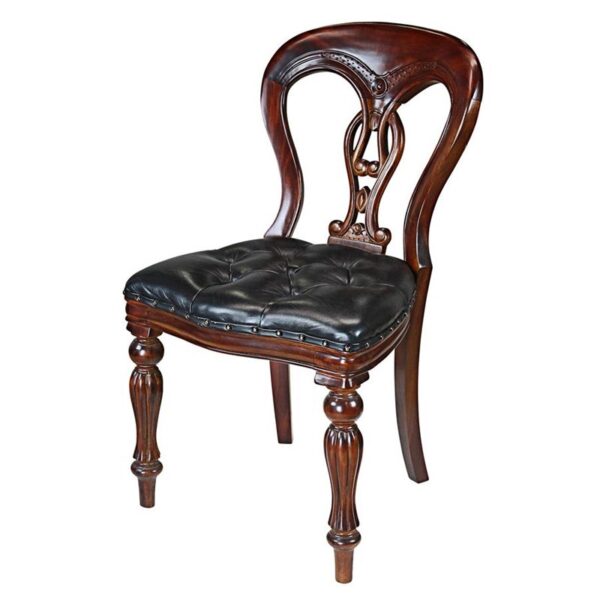 Design Toscano AF1060 19 Inch Simsbury Manor Leather Side Chair