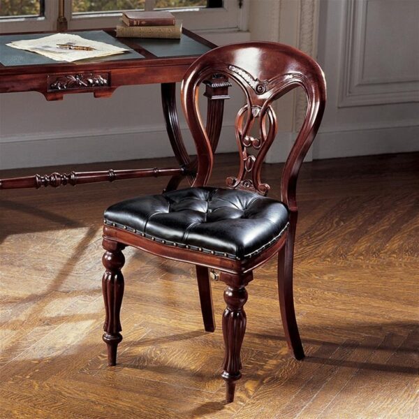 Design Toscano AF1060 19 Inch Simsbury Manor Leather Side Chair
