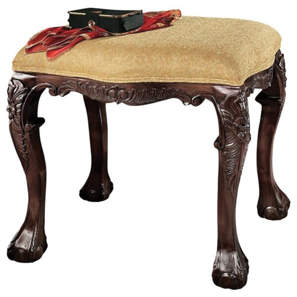 Design Toscano AF1184 23 Inch French Baroque Upholstered 4 Leg Bench