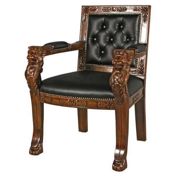 Design Toscano AF51206 25 1/2 Inch Beardsley Leather Lion Chair