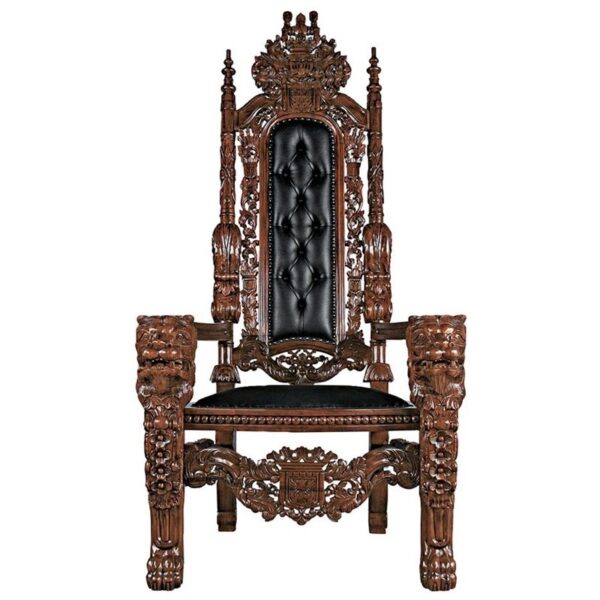 Design Toscano AF51207 36 Inch Loard Raffles Throne with Black Leather