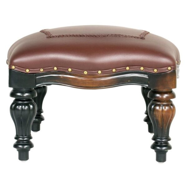 Design Toscano AF71123 20 1/2 Inch Rococo Ottoman with Faux Leather