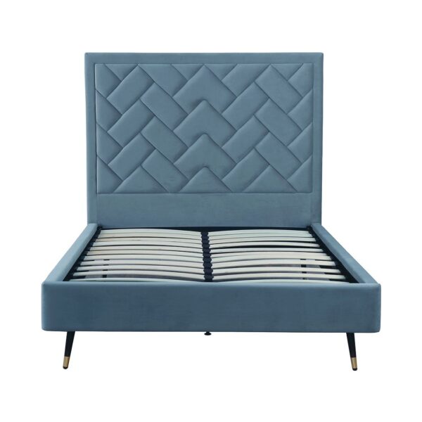 Manhattan Comfort Crosby Modern Full- Size Upholstered Velvet Bedframe and Headboard in Blue