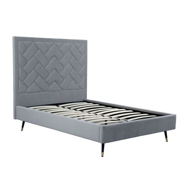 Manhattan Comfort Crosby Modern Full- Size Upholstered Velvet Bedframe and Headboard in Grey