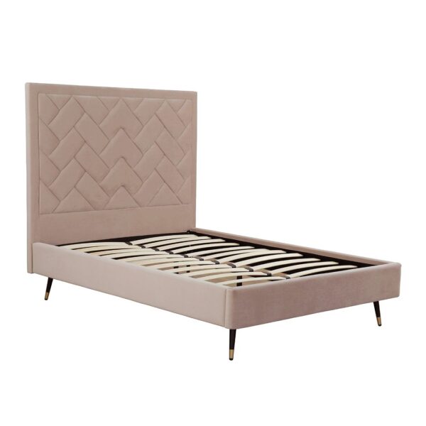 Manhattan Comfort Crosby Modern Full- Size Upholstered Velvet Bedframe and Headboard in Nude