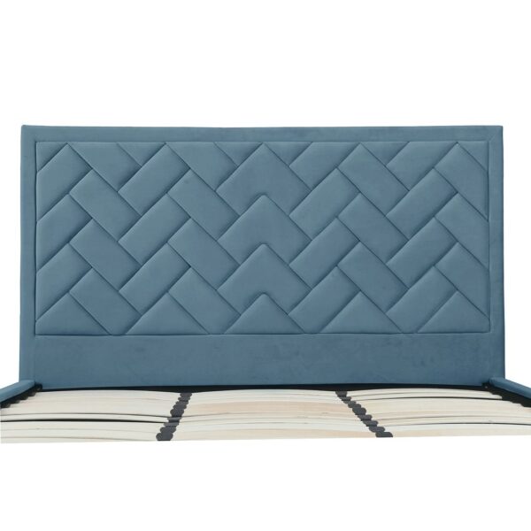 Manhattan Comfort Crosby Modern King-Size Upholstered Velvet Bedframe and Headboard in Blue
